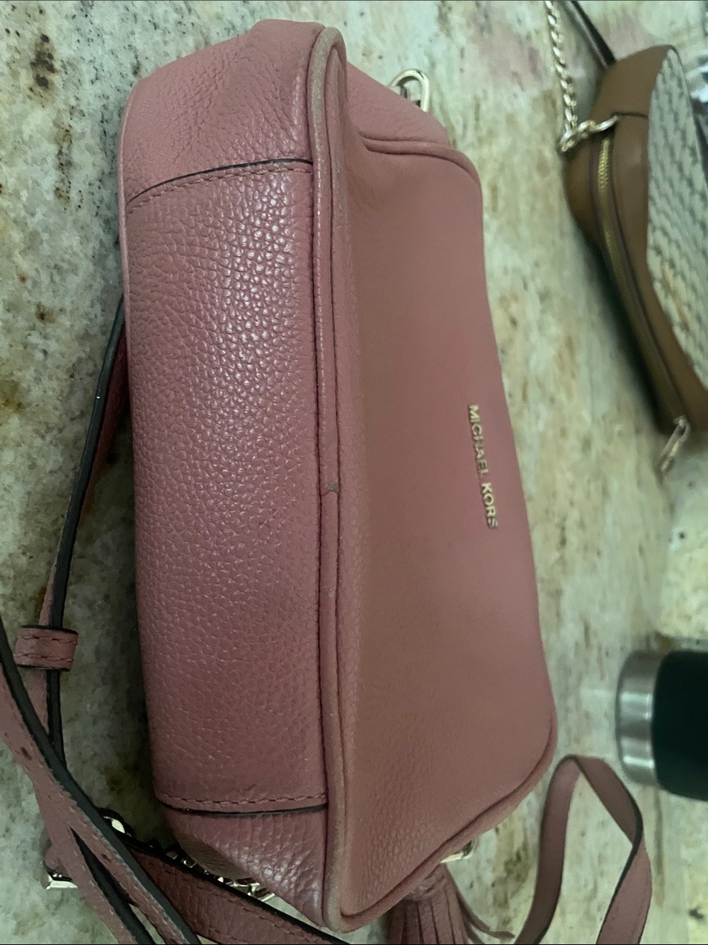 Michael Kors Dusty Rose Leather Tassel Crossbody Bag - Picture 7 of 9